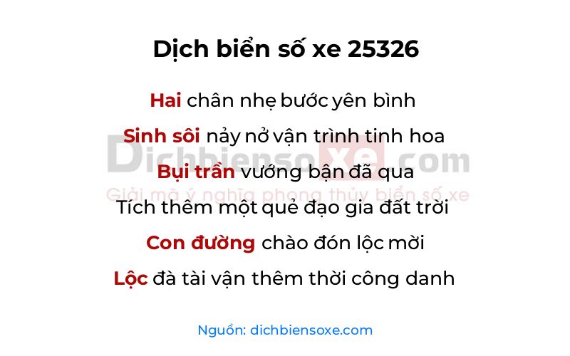 Dịch thơ biển số 25326