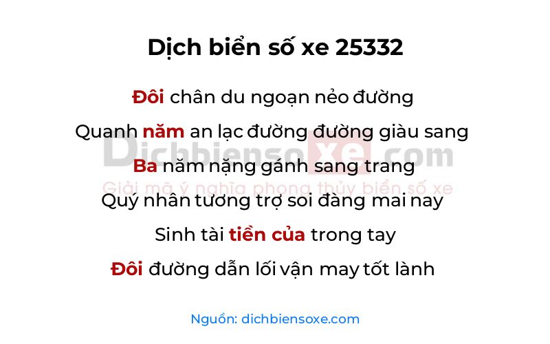 Dịch thơ biển số 25332