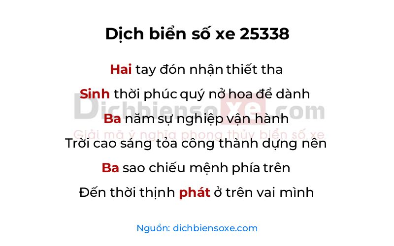 Dịch thơ biển số 25338