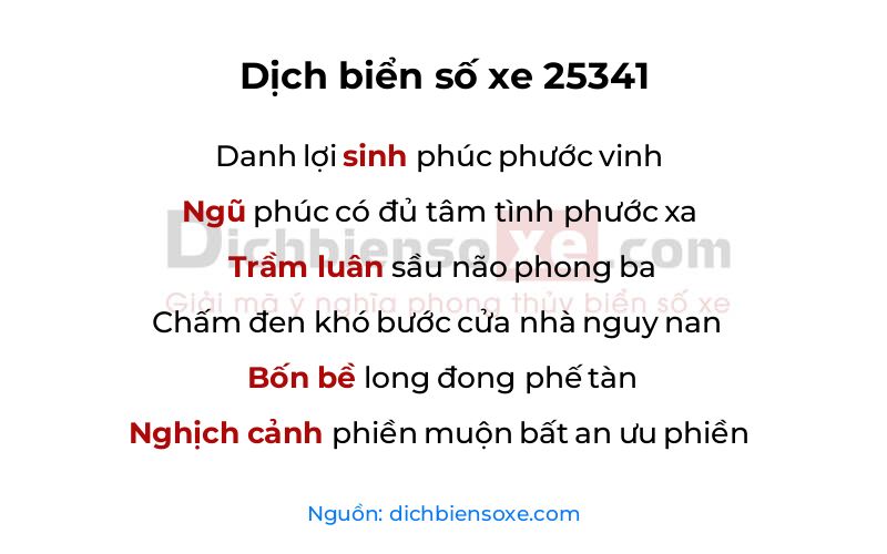 Dịch thơ biển số 25341
