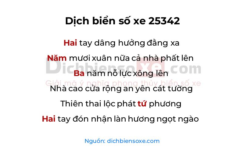 Dịch thơ biển số 25342
