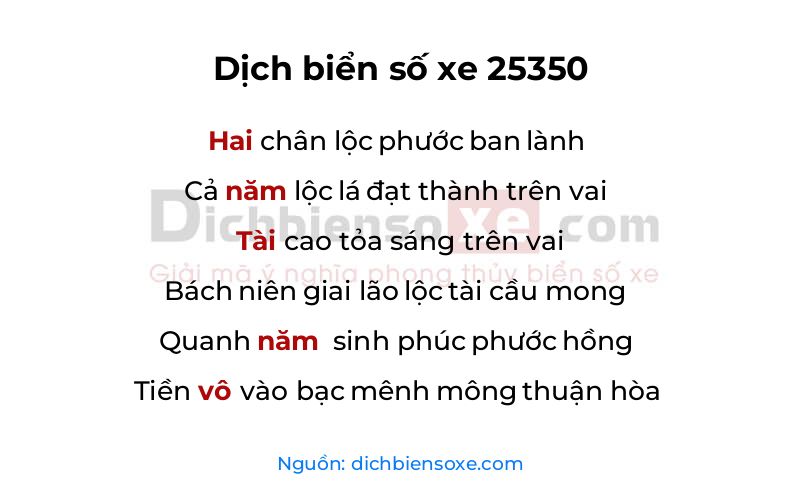 Dịch thơ biển số 25350