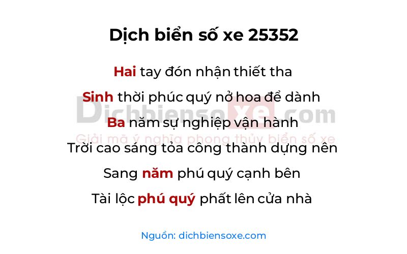 Dịch thơ biển số 25352