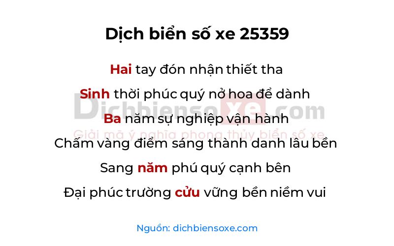 Dịch thơ biển số 25359