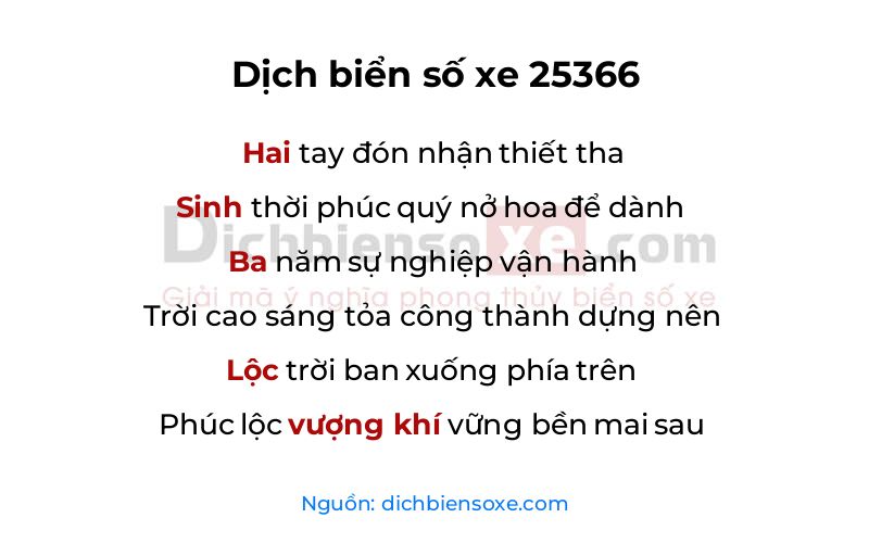 Dịch thơ biển số 25366