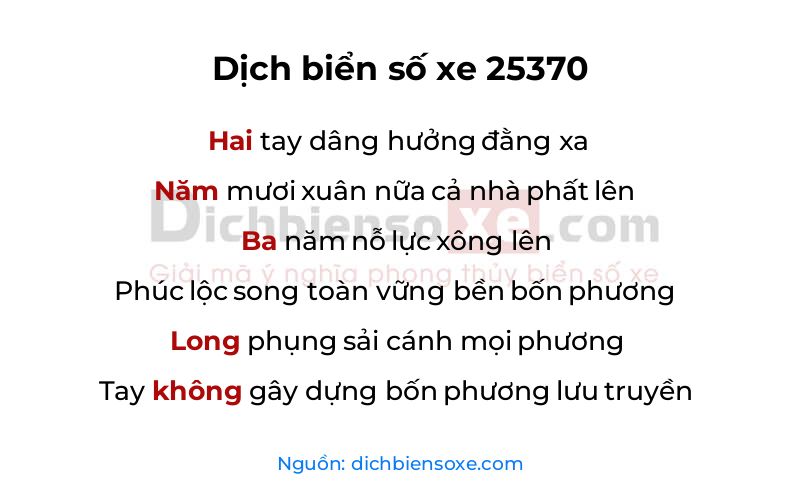Dịch thơ biển số 25370