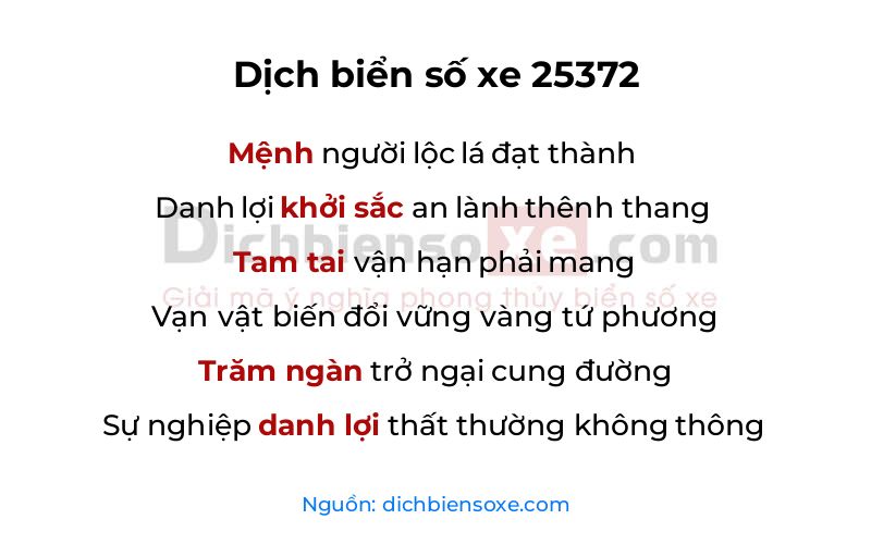 Dịch thơ biển số 25372