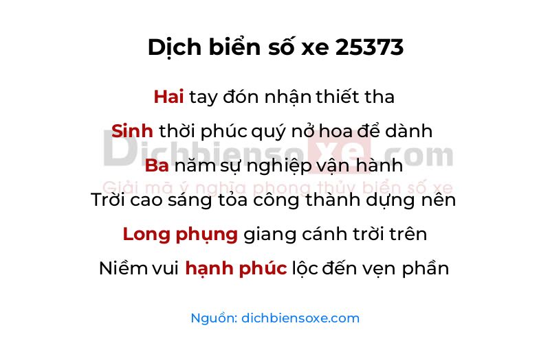 Dịch thơ biển số 25373