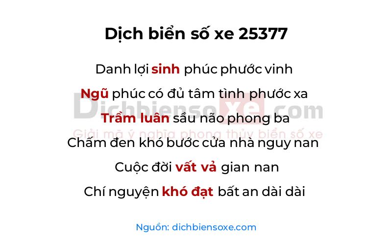 Dịch thơ biển số 25377