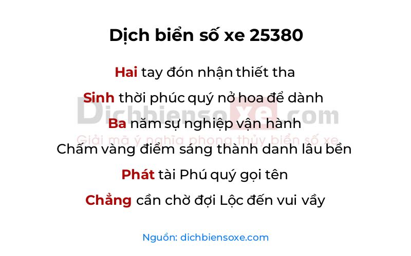 Dịch thơ biển số 25380