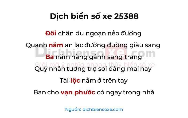 Dịch thơ biển số 25388