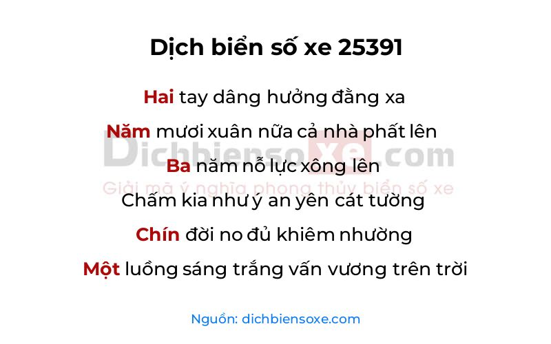 Dịch thơ biển số 25391