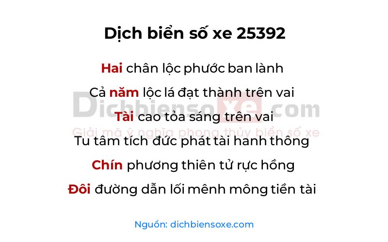Dịch thơ biển số 25392