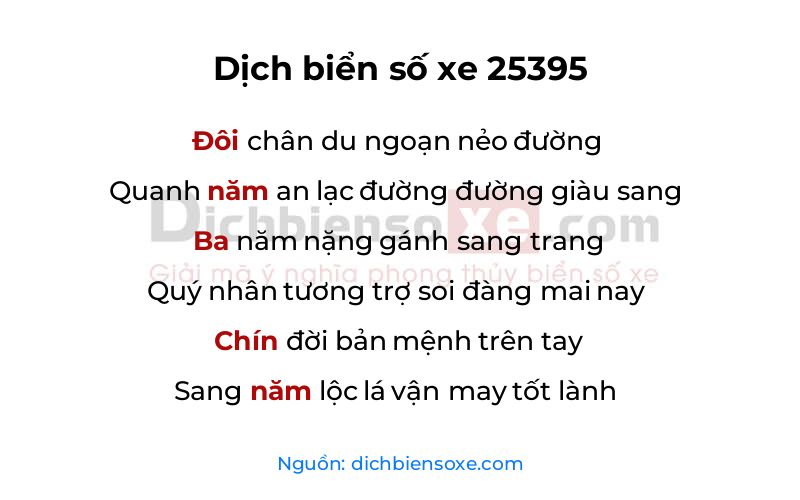 Dịch thơ biển số 25395