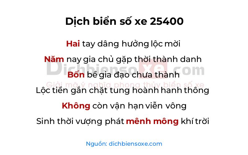 Dịch thơ biển số 25400