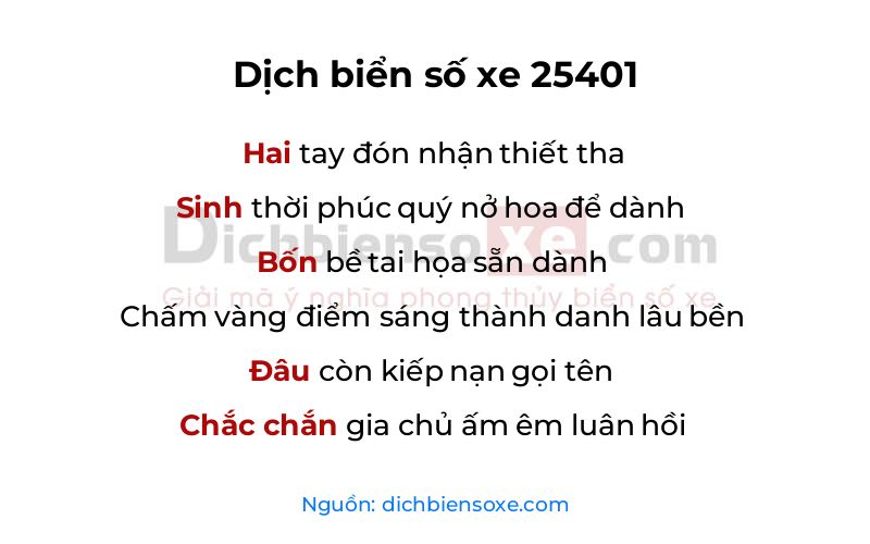Dịch thơ biển số 25401