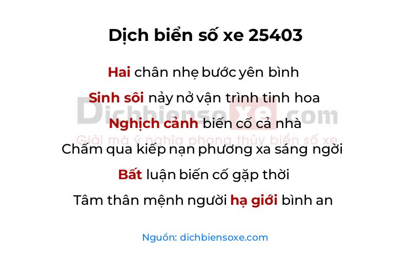 Dịch thơ biển số 25403
