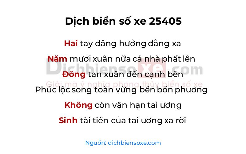 Dịch thơ biển số 25405