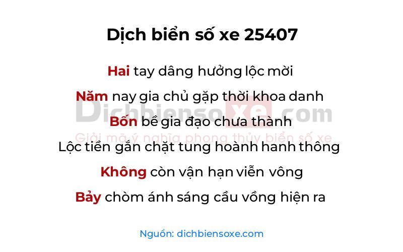 Dịch thơ biển số 25407