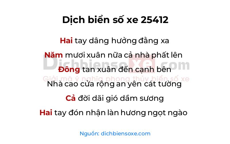 Dịch thơ biển số 25412