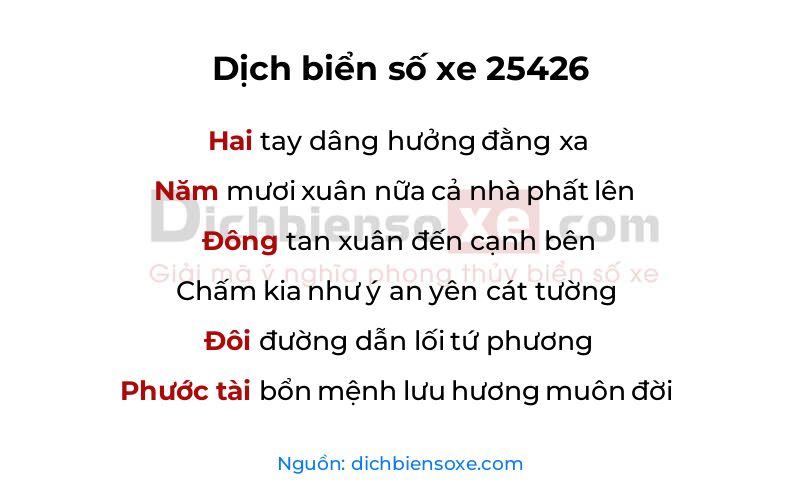 Dịch thơ biển số 25426