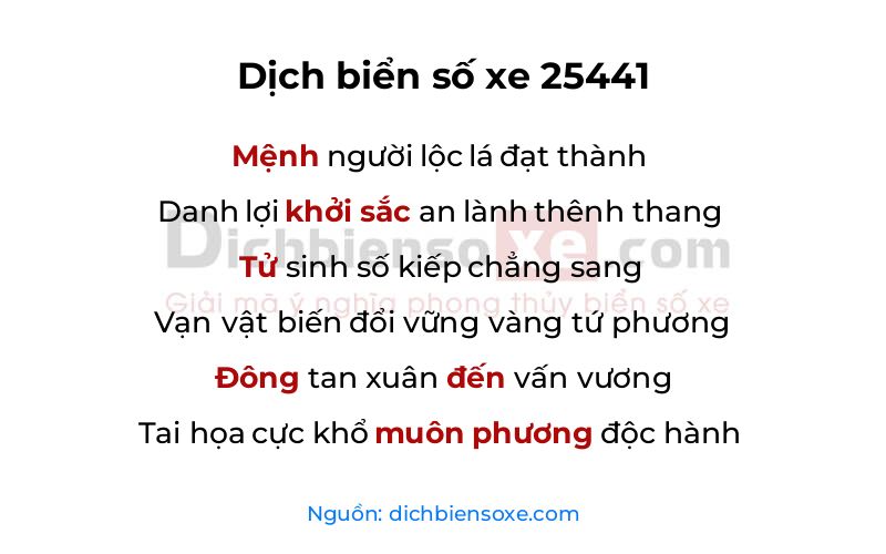 Dịch thơ biển số 25441