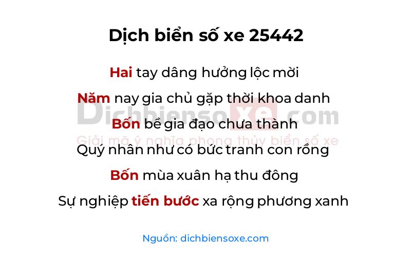 Dịch thơ biển số 25442