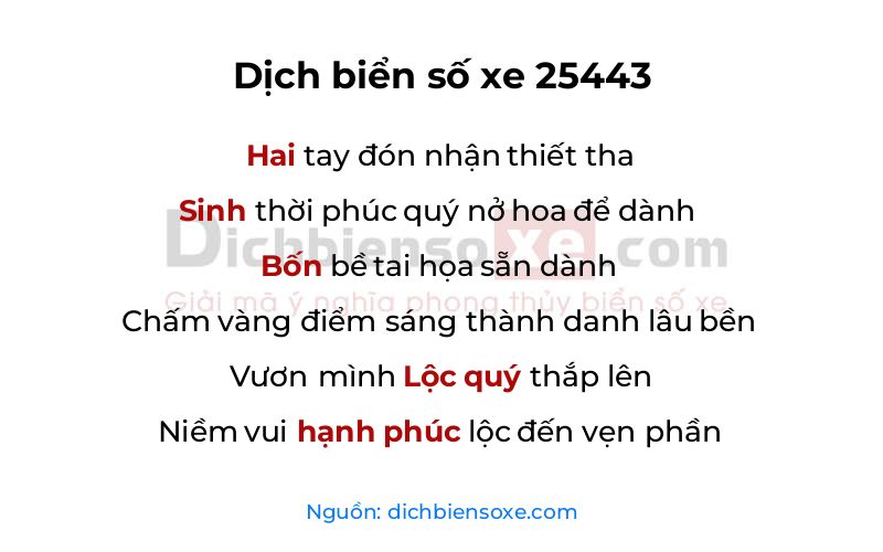 Dịch thơ biển số 25443