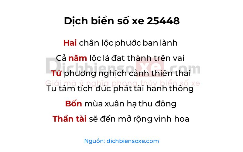 Dịch thơ biển số 25448