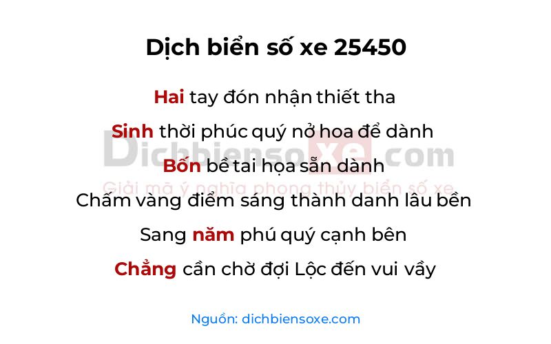 Dịch thơ biển số 25450