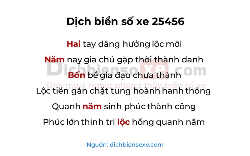 Dịch thơ biển số 25456