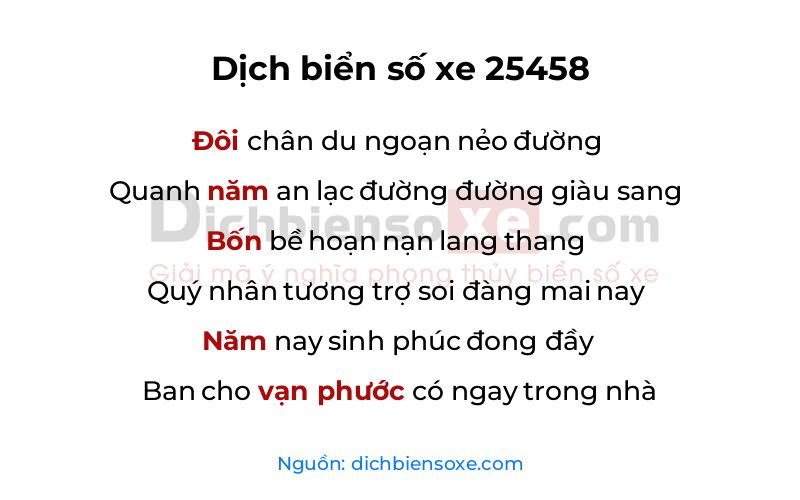 Dịch thơ biển số 25458