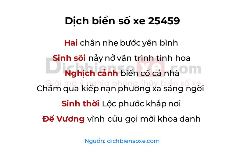 Dịch thơ biển số 25459