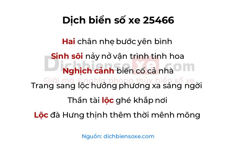 Dịch thơ biển số 25466
