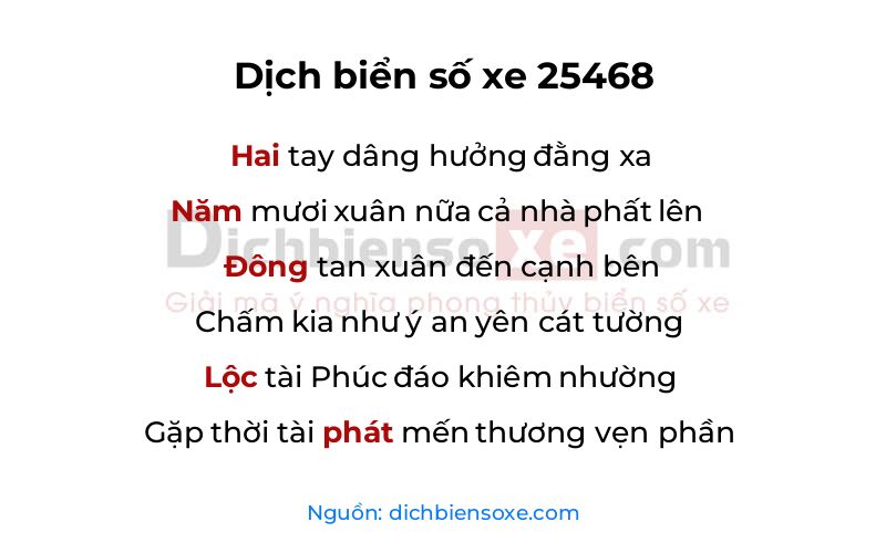 Dịch thơ biển số 25468