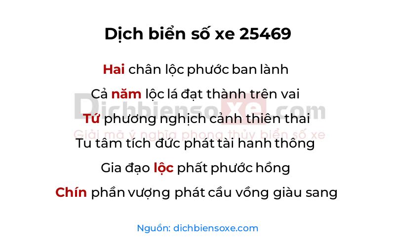 Dịch thơ biển số 25469