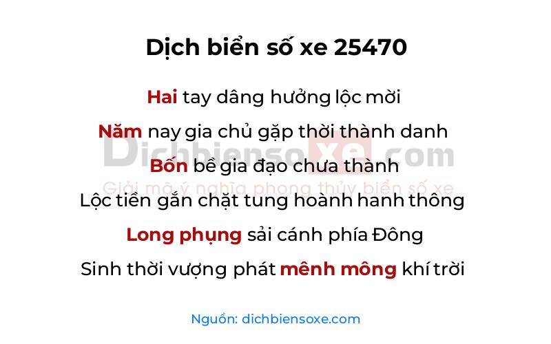 Dịch thơ biển số 25470