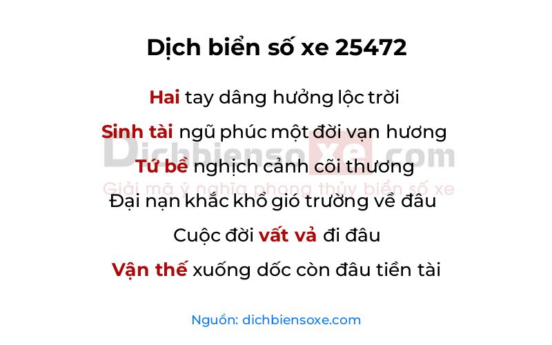 Dịch thơ biển số 25472