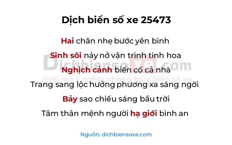 Dịch thơ biển số 25473