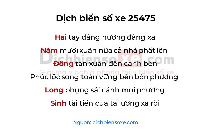 Dịch thơ biển số 25475