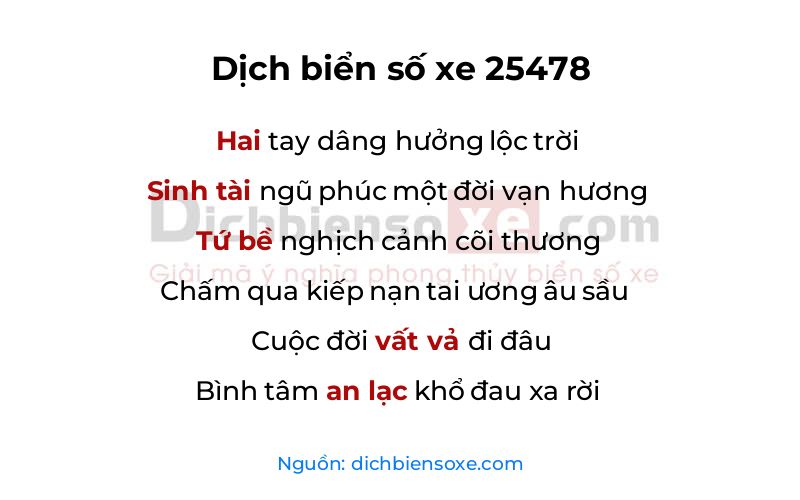 Dịch thơ biển số 25478