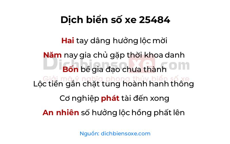 Dịch thơ biển số 25484