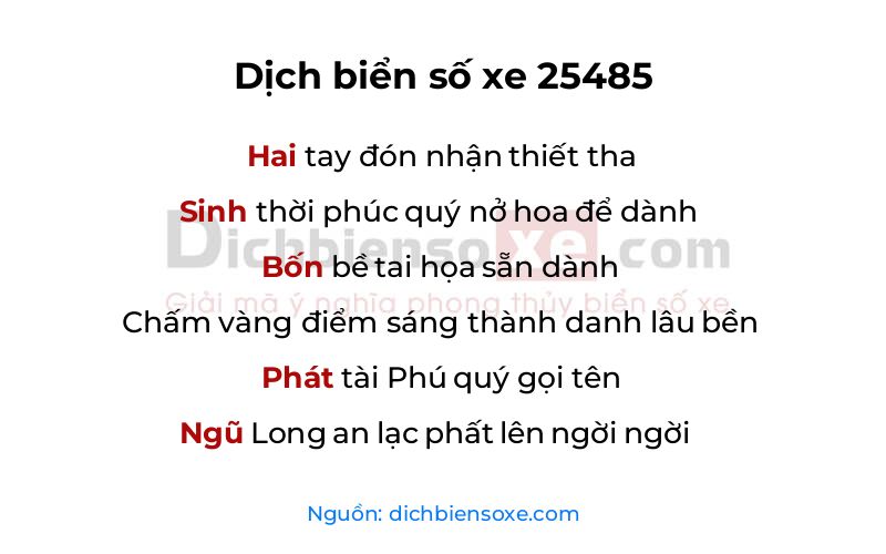 Dịch thơ biển số 25485