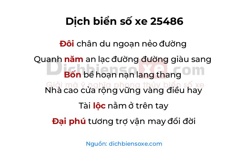 Dịch thơ biển số 25486