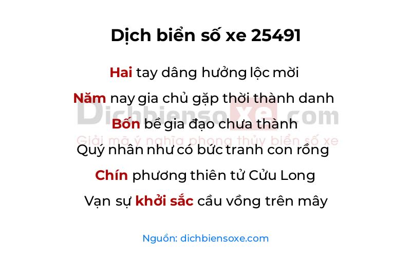 Dịch thơ biển số 25491