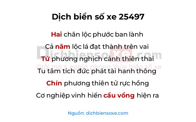 Dịch thơ biển số 25497