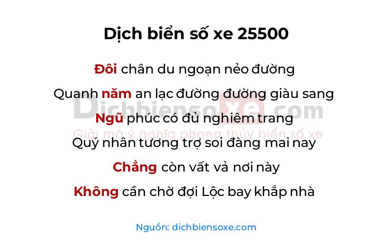 Dịch thơ biển số 25500