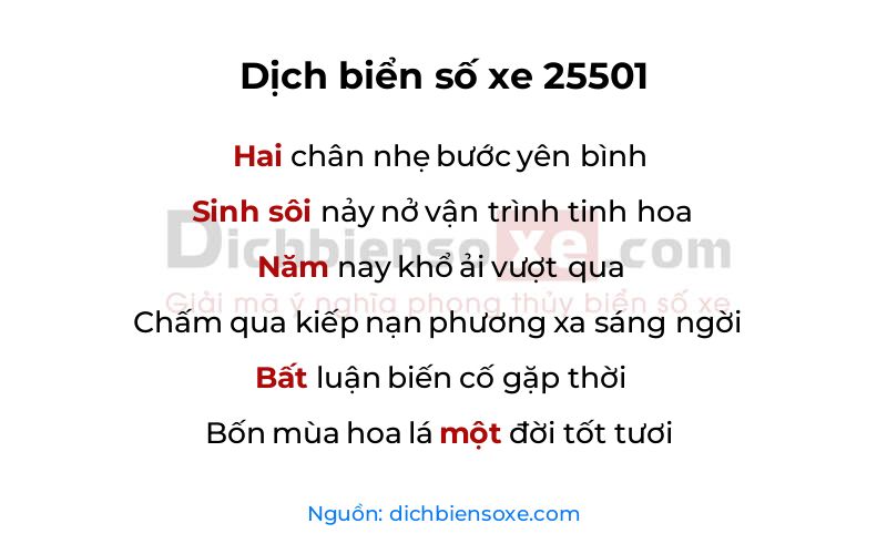 Dịch thơ biển số 25501