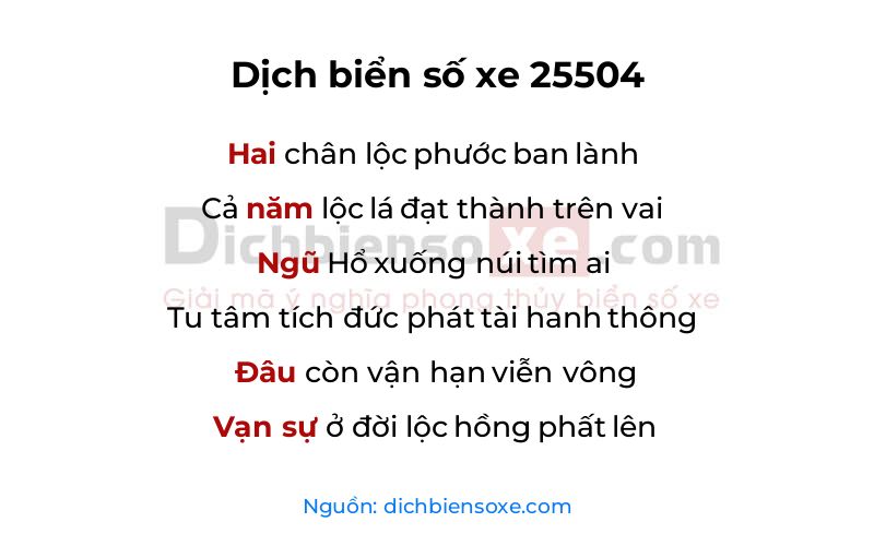 Dịch thơ biển số 25504