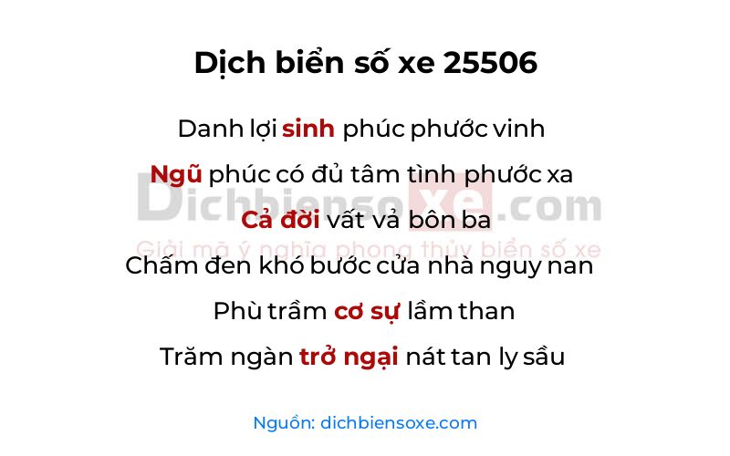 Dịch thơ biển số 25506
